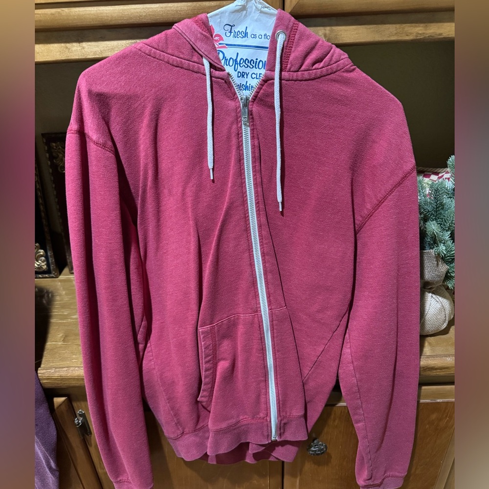 Red zip up hoodie- Tri Mountain Small, unisex